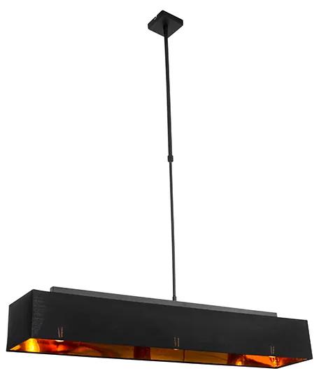 Modern függesztett lámpa fekete, arany 90 cm 3-lámpa - VT 1