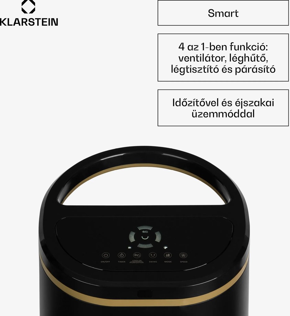 Klarstein IceWind Plus Smart 4 az 1-ben, léghűtő, ventilátor, párásító, légtisztító, app vezérléssel