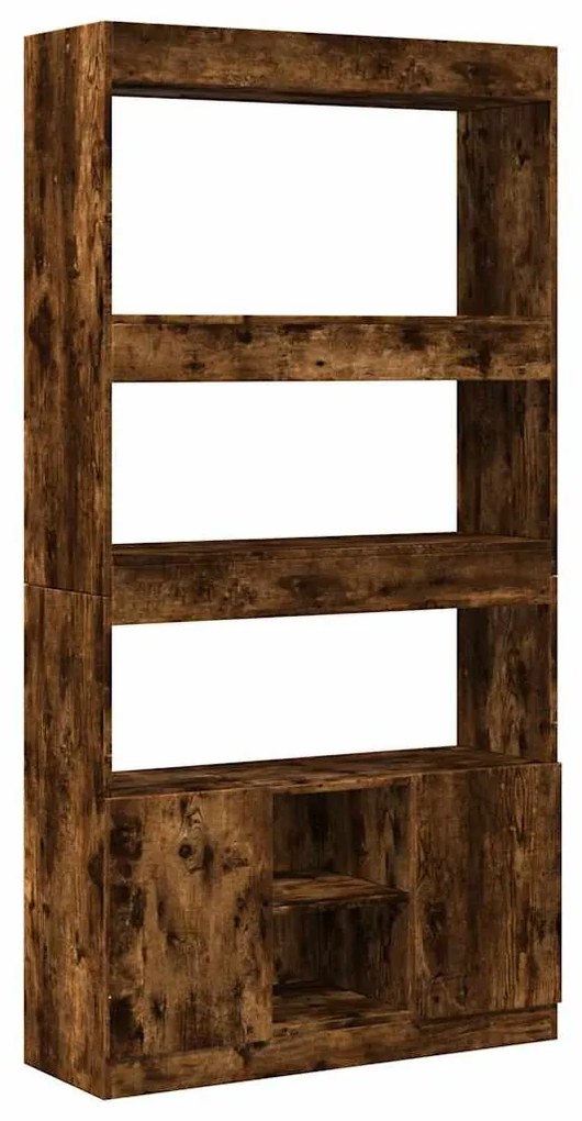 füstös tölgy színű szerelt fa magasszekrény 92 x 33 x 180 cm