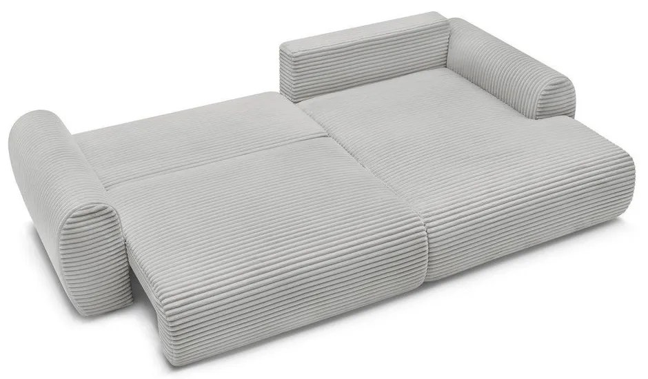 Világosszürke kordbársony kinyitható sarokkanapé (jobb oldali) Lucien – Bobochic Paris