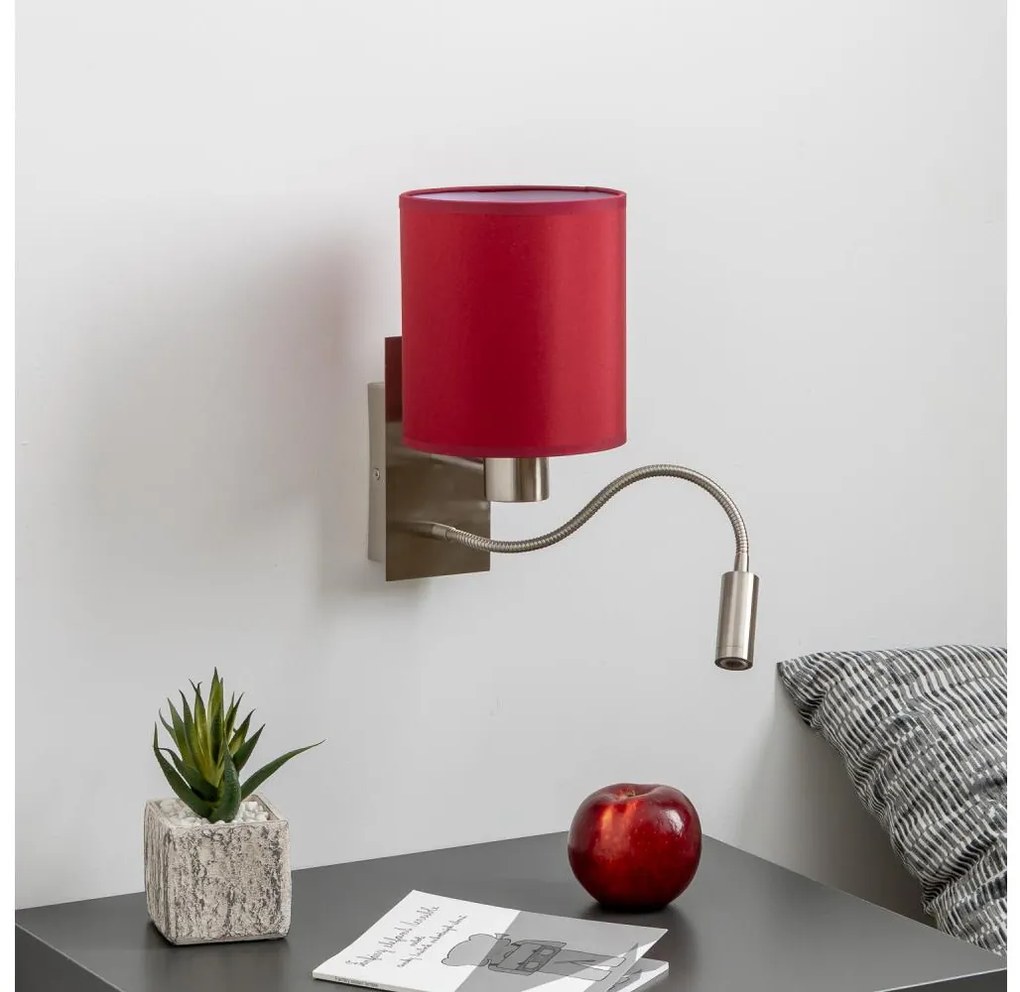 Brilagi-LED Fali lámpa NUBILA 1xE27/25W/230V+LED/3W króm/Pompeiai piros