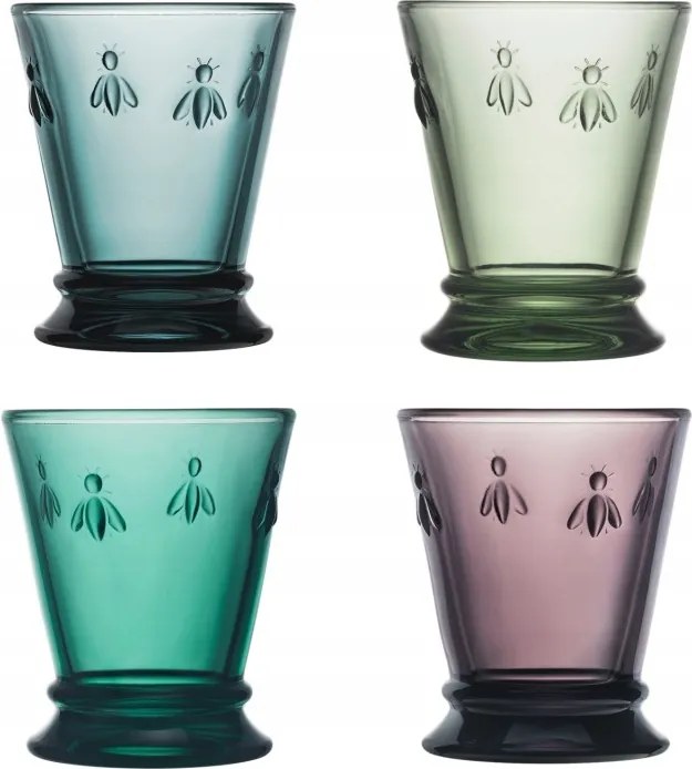 La Rochere Méh 4 pohár színes üveg zöld kék Abeille