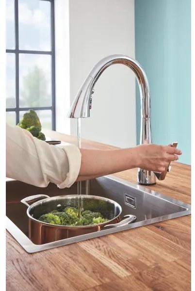 GROHE 30219002 - Elektronikus mosogató csaptelep ZEDRA TOUCH, fényes króm