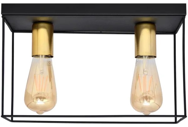 Mennyezeti lámpa FINN 2xE27/15W/230V fekete/arany