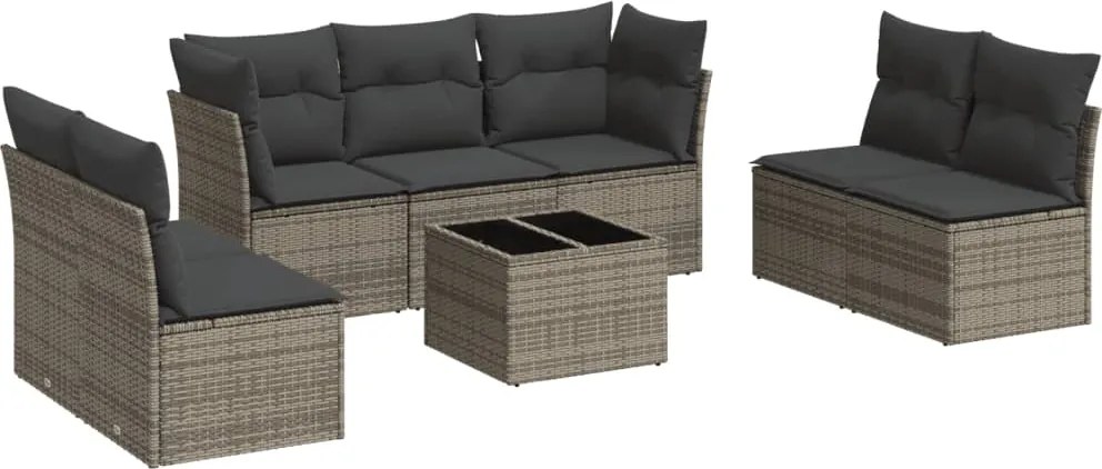 vidaXL 8 részes szürke polyrattan kerti ülőgarnitúra párnákkal