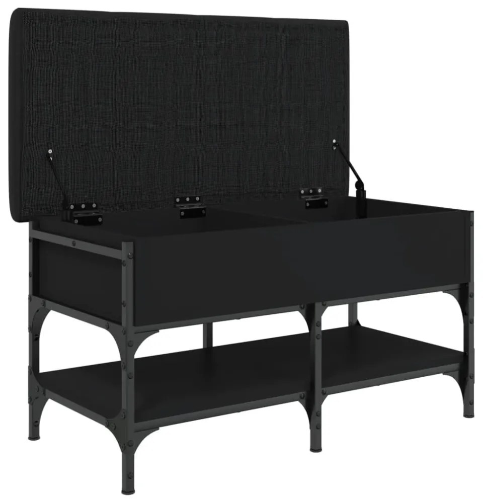 fekete szerelt fa cipőtároló pad 82 x 42 x 45 cm