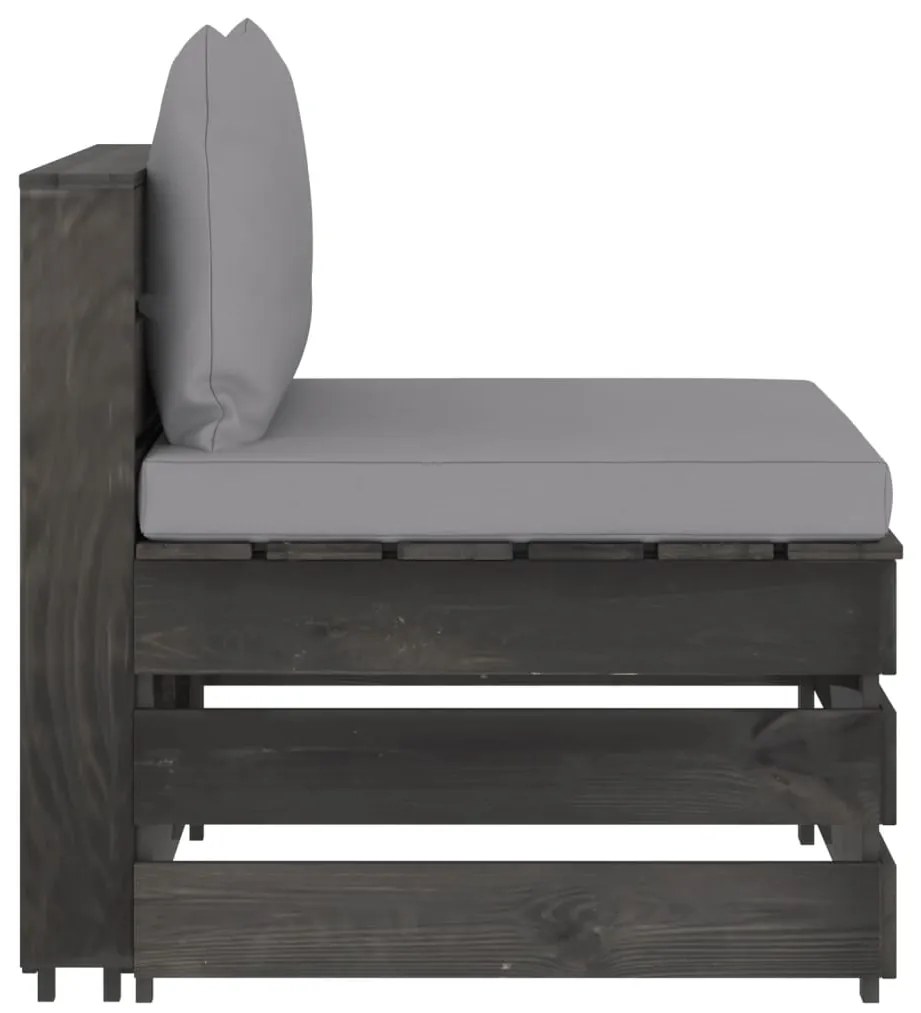 vidaXL szürke impregnált fa elemes középső kanapé párnákkal