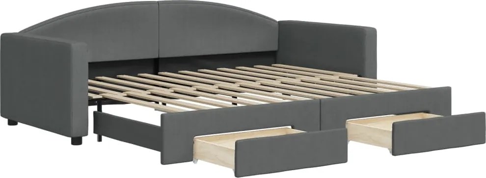 vidaXL sötétszürke kihúzható szövet heverő fiókokkal 90 x 200 cm