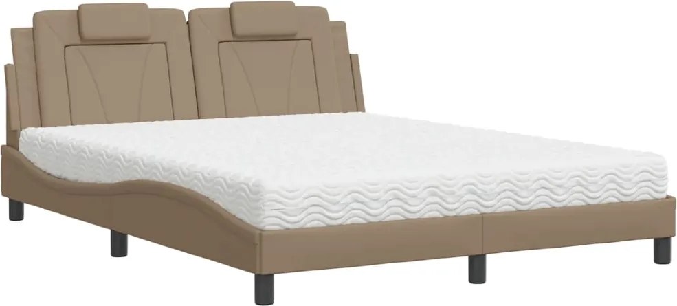 vidaXL cappuccino színű műbőr ágy Viana matraccal 160 x 200 cm