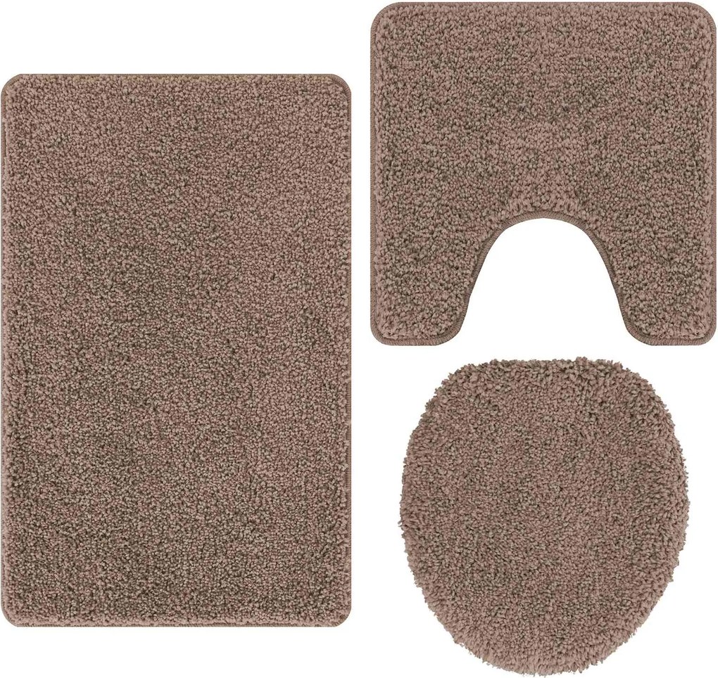 vidaXL Csúszásmentes fürdőszőnyeg készlet 3 pcs Barna PP
