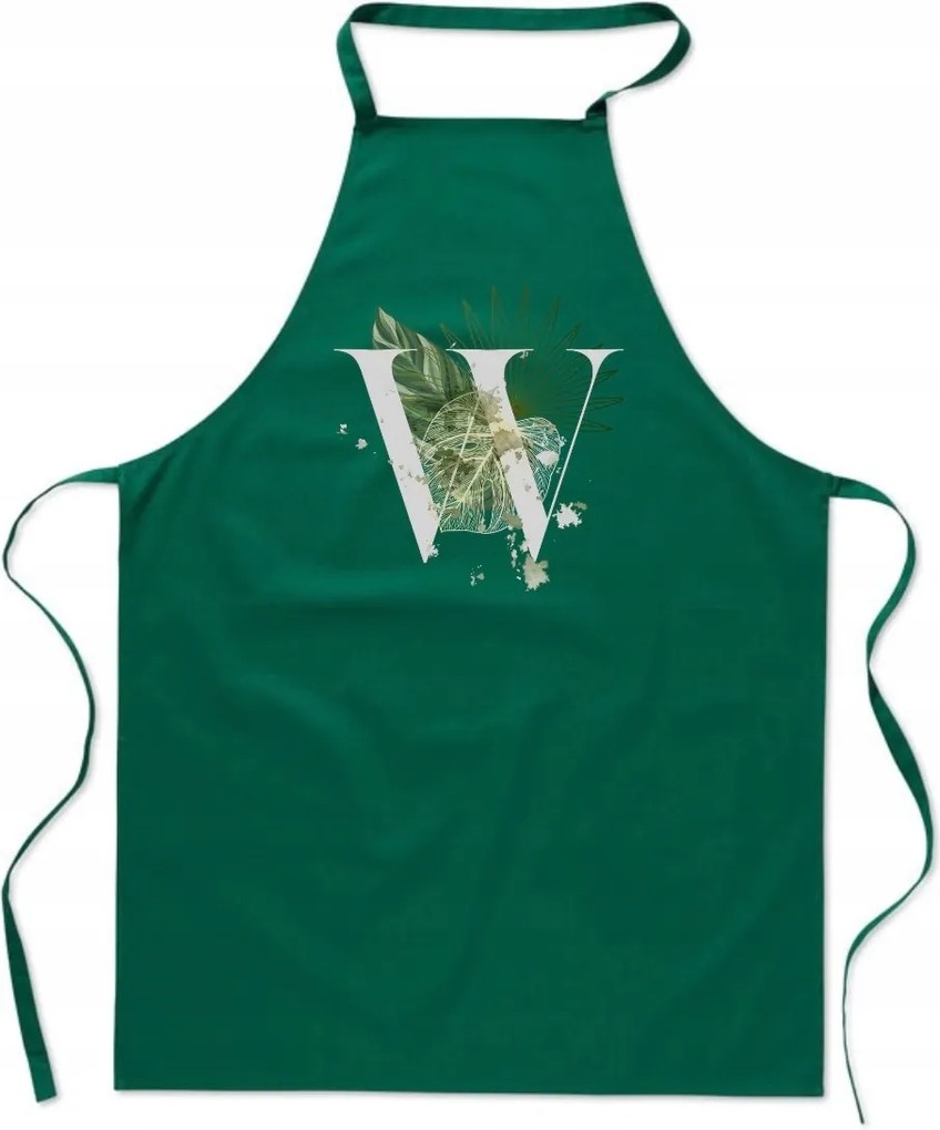 Konyhai Kötény zöld Betűvel Veronika nevében Viktória Wojtek FA_402_z