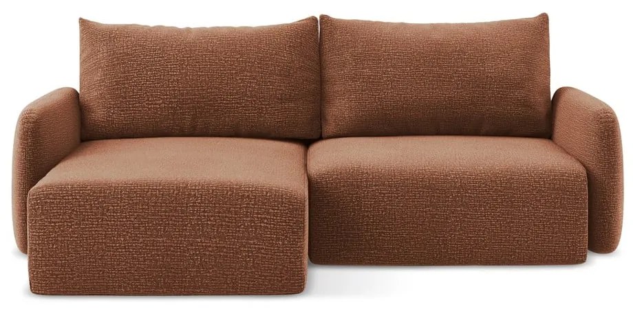 Téglavörös kinyitható-tárolóhelyes sarokkanapé (bal oldali) Kalena – Makamii