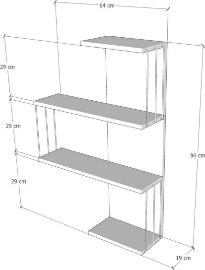 Cambel fali polc, dió, 64 cm