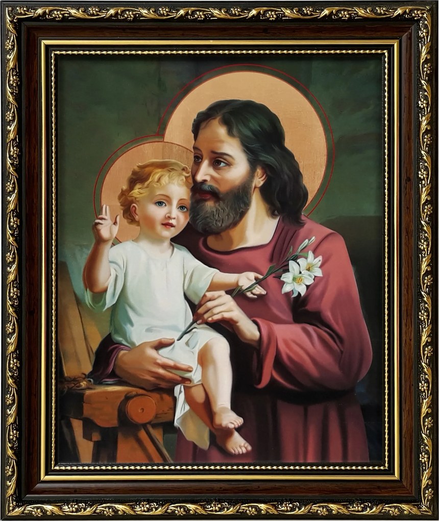 Vászonkép 31x26 Szent József Jézus Díszített Keret