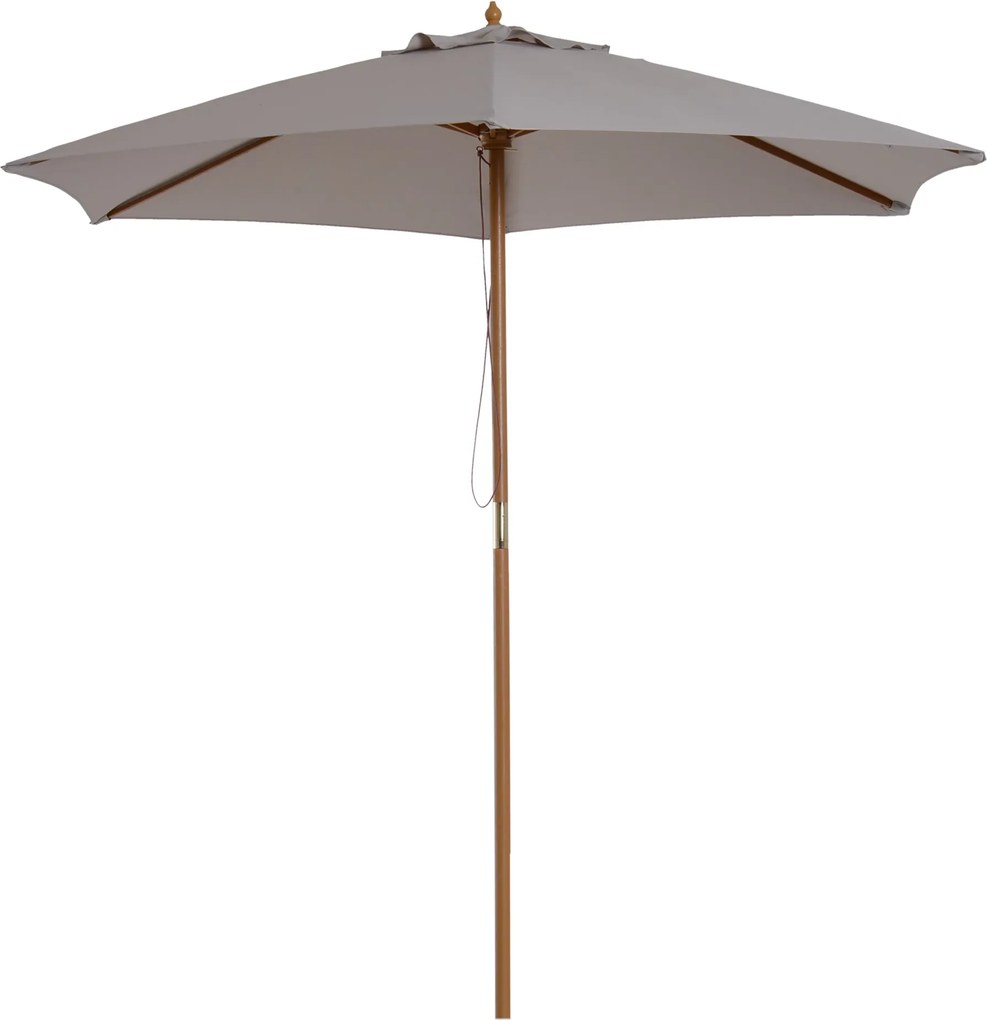 Outsunny Napernyő Ø 250 cm, Kábelmechanikás Napernyő Erkélyre, Tengerparti Napernyő Bambuszból, Szélálló Piaci Napernyő Napvédő Erkélyre, Teraszra, Ke
