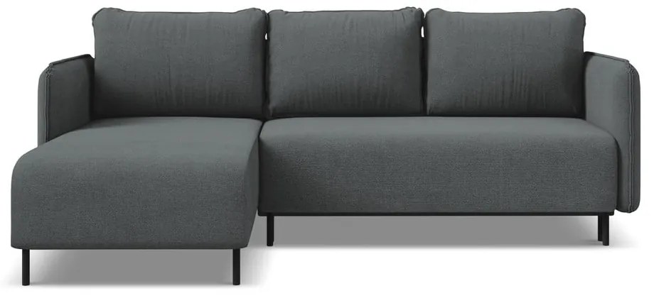 Sötétszürke kinyitható-tárolóhelyes sarokkanapé (bal oldali) Luana – Makamii