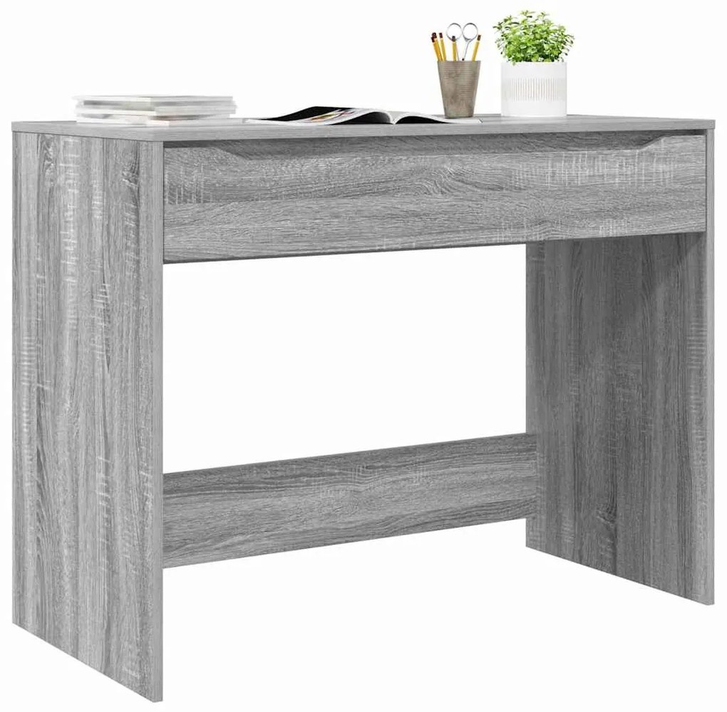 vidaXL Asztal fiókkal tárolóval Szürke Sonoma 100 x 50 x 78 cm Faanyag