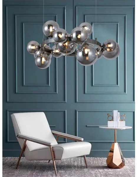 Wofi 5014-1505W - LED Csillár zsinóron VILLA 15xG9/3W/230V fekete