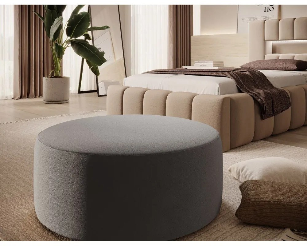 Világosbarna kárpitozott ágyneműtartós egyszemélyes ágy ágyráccsal 90x200 cm Lamica – ELTAP