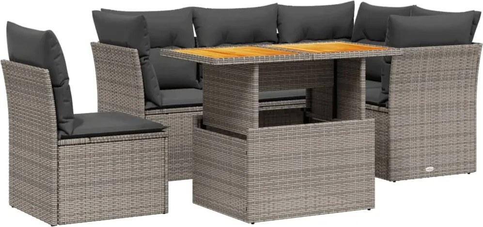 vidaXL 5 részes szürke polyrattan kerti ülőgarnitúra párnákkal