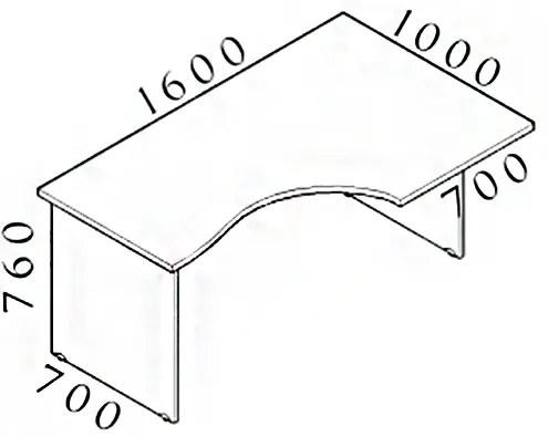 Visio ergonomikus asztal 160 x 100 cm, jobb, cseresznye