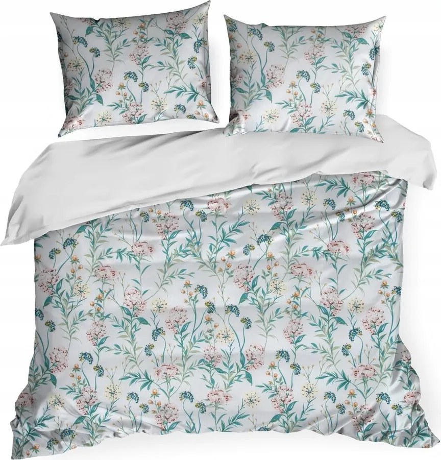 Pamut ágyneműhuzat Renforce 220X200 fehér nyári virág mintás