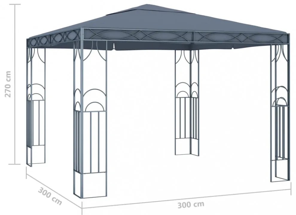 antracitszürke pavilon 300 x 300 cm