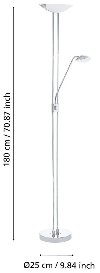 Ezüstszínű LED állólámpa üveg búrával (magasság 180 cm) BAYA LED – EGLO