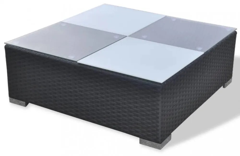 vidaXL 5 részes fekete polyrattan kerti ülőgarnitúra párnákkal