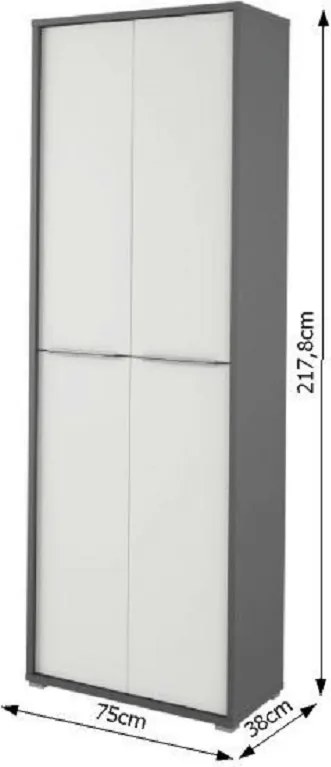Magas polcos szekrény, grafit/fehér, RIOMA NEW TYP 05