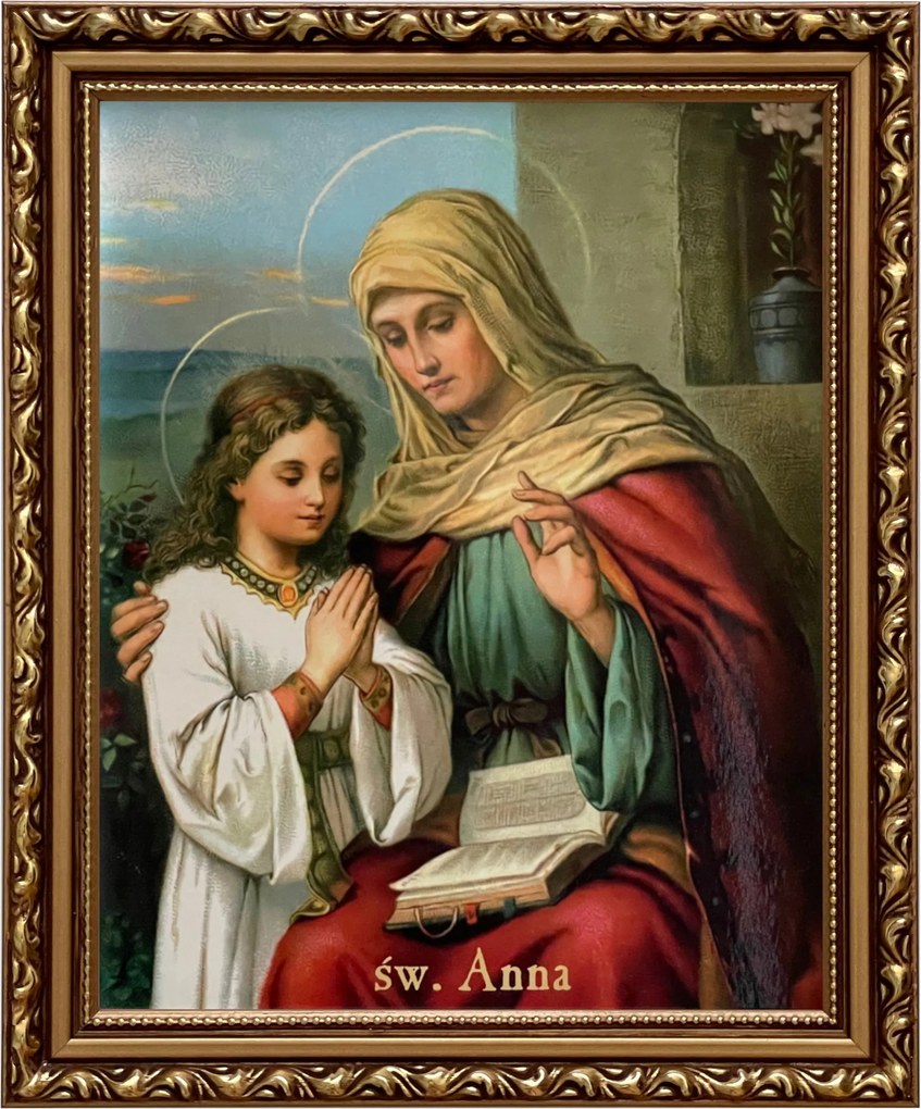Vászonkép 29x24 Szent Anna Arany Díszített Keret