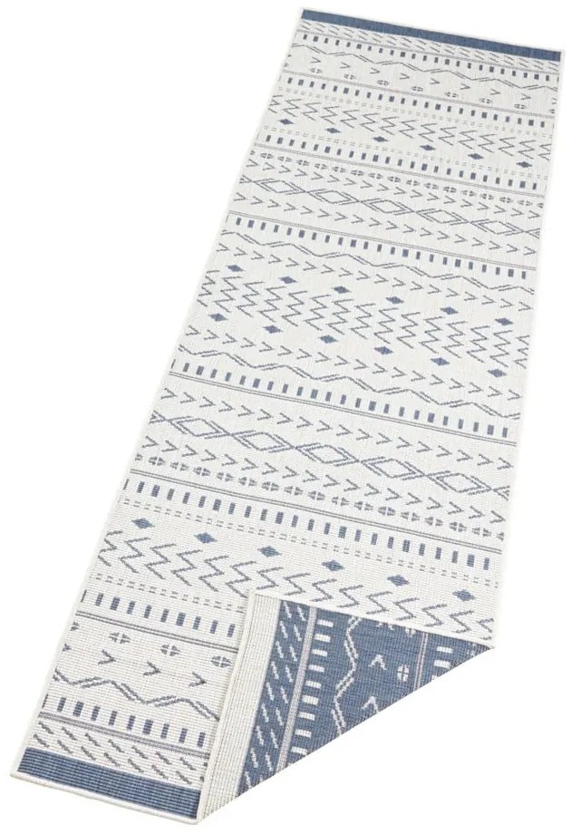 Kuba kék-krémszínű kültéri szőnyeg, 80 x 250 cm - NORTHRUGS