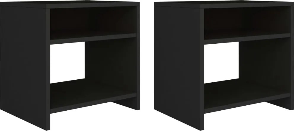 vidaXL 2 db fekete szerelt fa éjjeliszekrény 40 x 30 x 40 cm