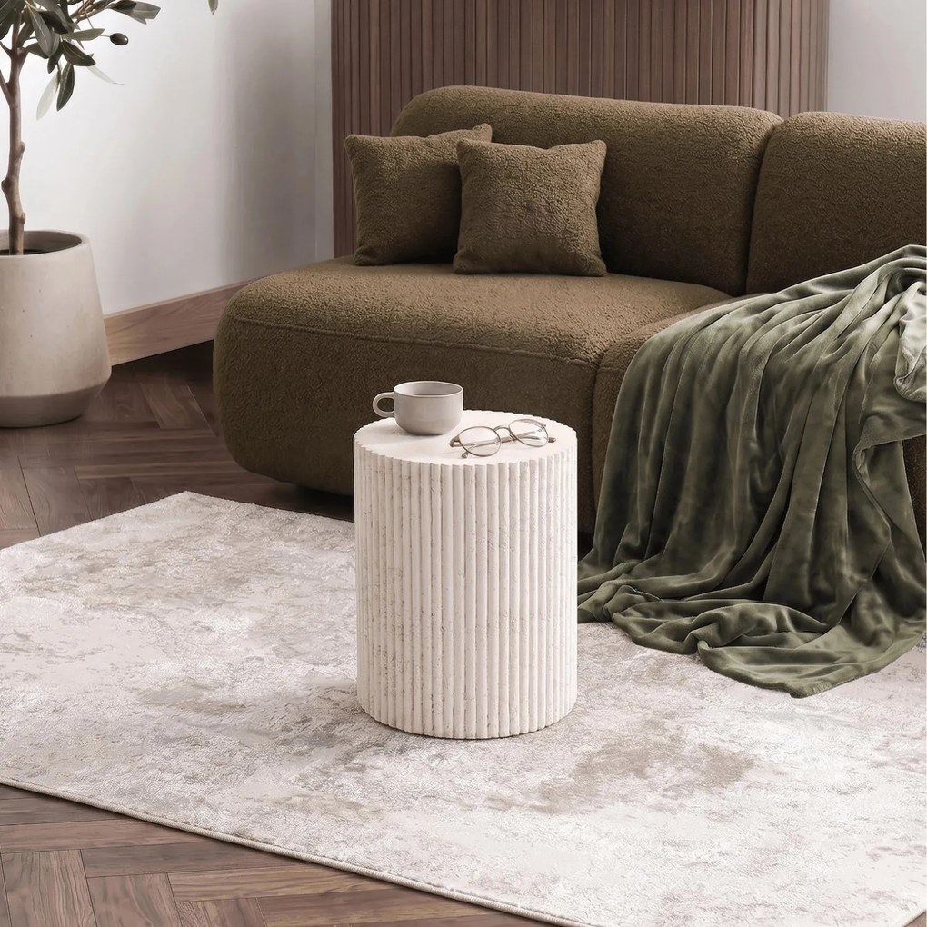 Modern kerek dohányzóasztal TIALL 38 cm krém-bézs