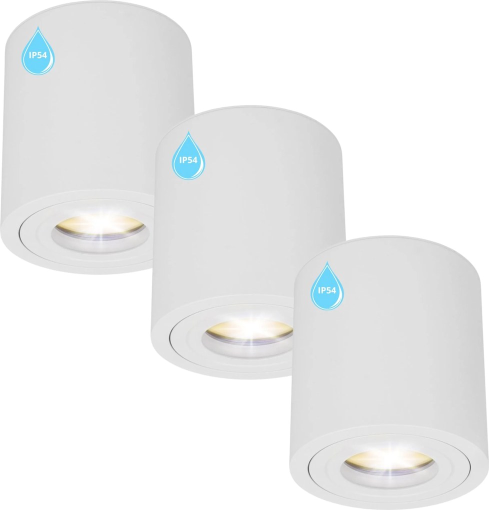 3x Halogén lámpatest GU10 Led cső Fürdőszoba fehér Vízálló kerek