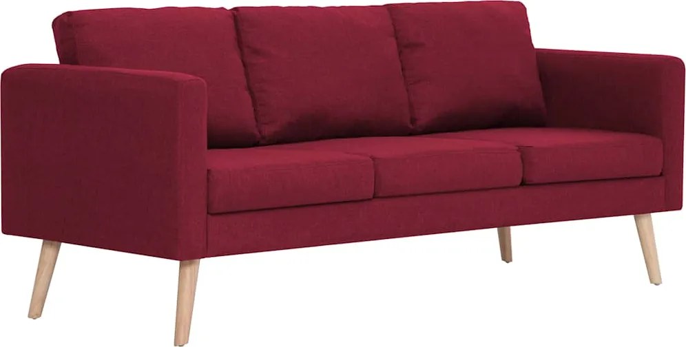 vidaXL 3-személyes bordó szövetkanapé