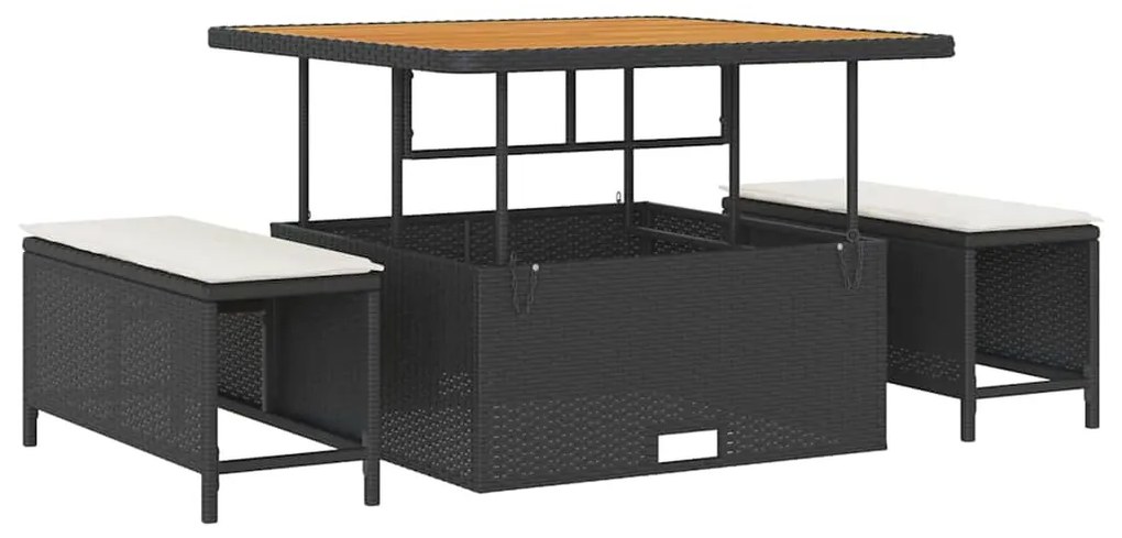Kerti Kanapé Szett 12 pcs Fekete és krémszínű 100 x 100 x 71 cm