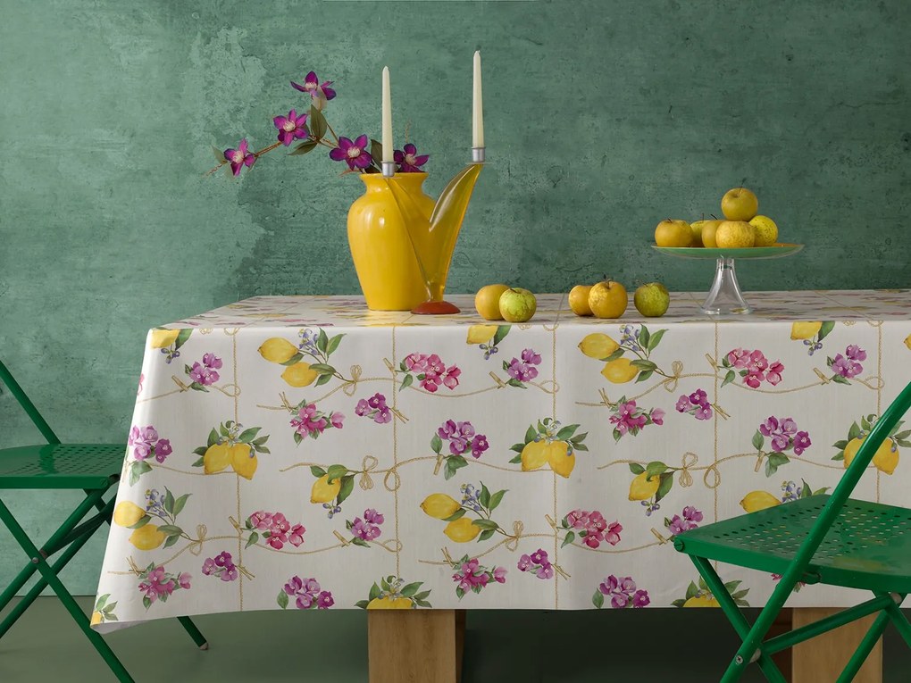 Cerata Abrosz Nem Szőtt Bőrből Virágokkal És Citrommal 140x250