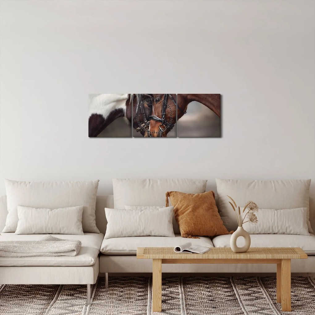 Kép - Szerelmes lovak (órával) (90x30 cm)