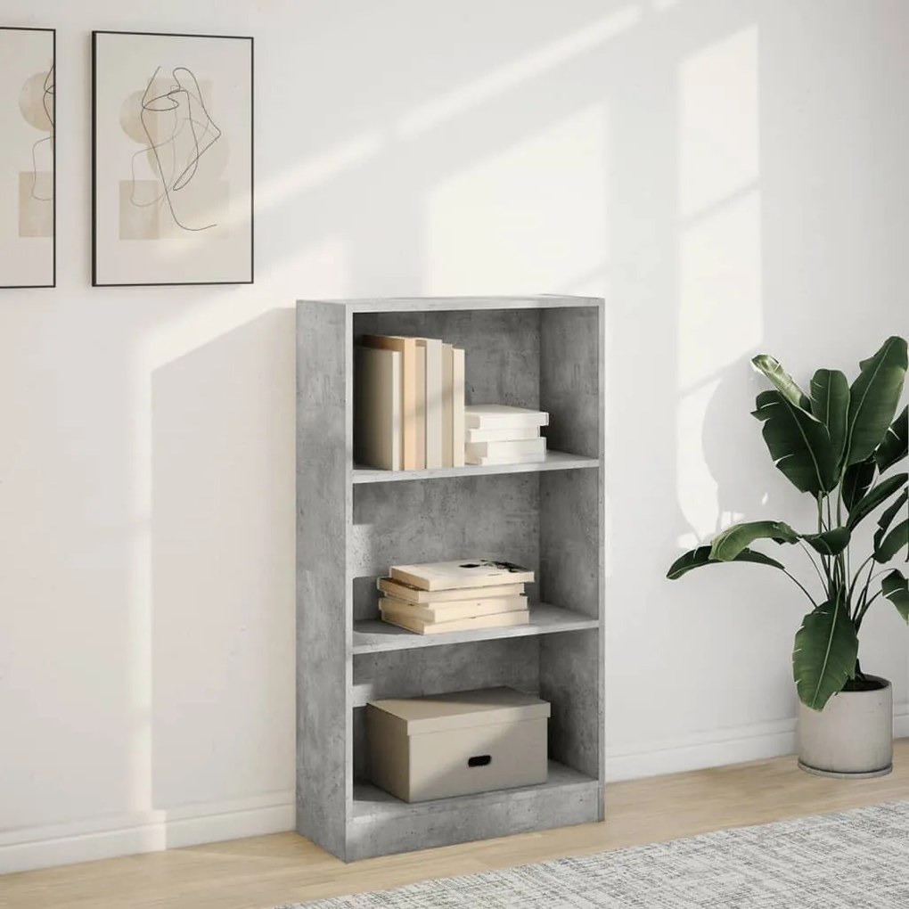 betonszürke szerelt fa könyvespolc 60 x 24 x 109 cm