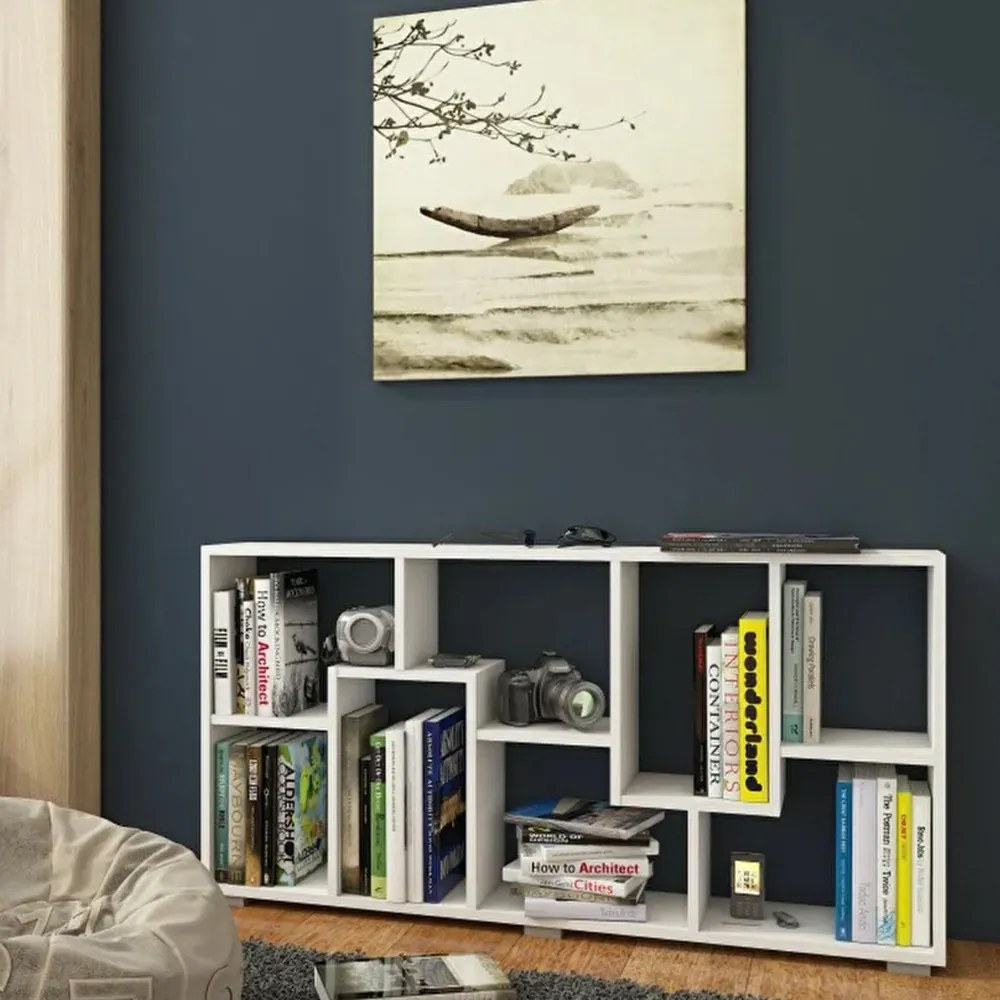 Polcos tároló könyvespolc 120x20x60cm fehér KH15-2