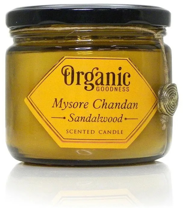 Mysore Chandan - Sandalwood 200 g organikusgyertya borostyánszínű üvegben