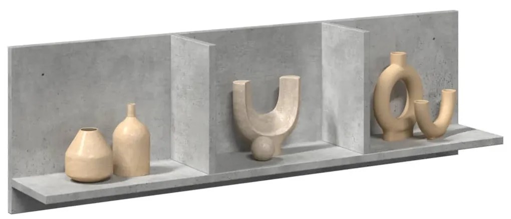 betonszürke szerelt fa faliszekrény 100 x 16,5 x 30 cm