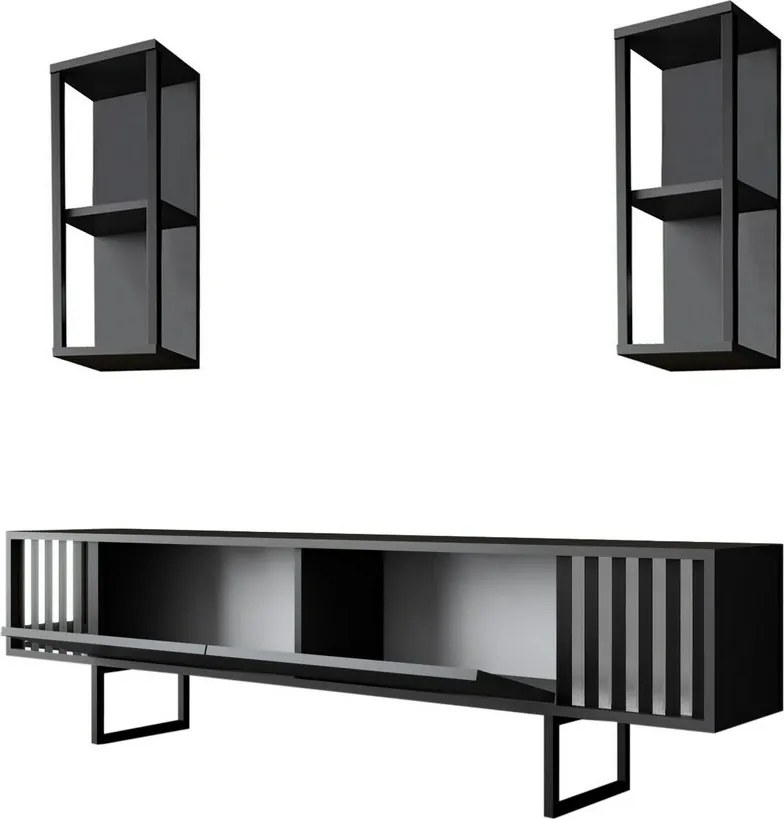 TV-állvány polcokkal Chrome Anthracite and Black