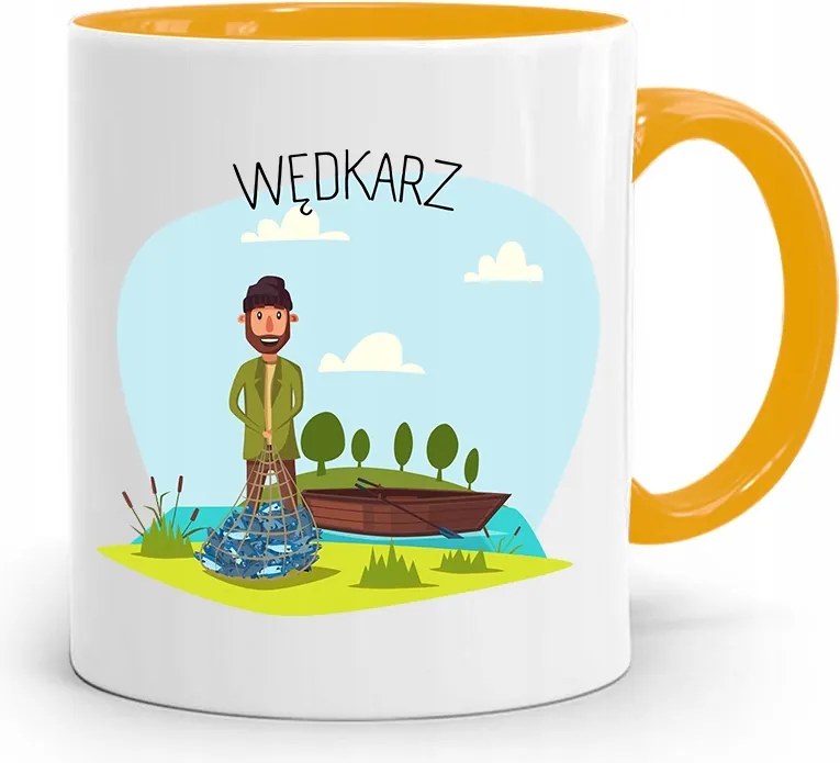 Horgász Bögre Sárga Horgász Ajándék fényképes nyomtatással