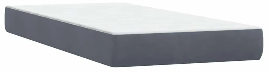 sötétszürke bársony rugós ágy matraccal 80x210 cm