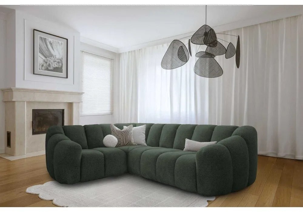 Sötétzöld sarokkanapé (bal oldali-L alakú) Shell – Miuform
