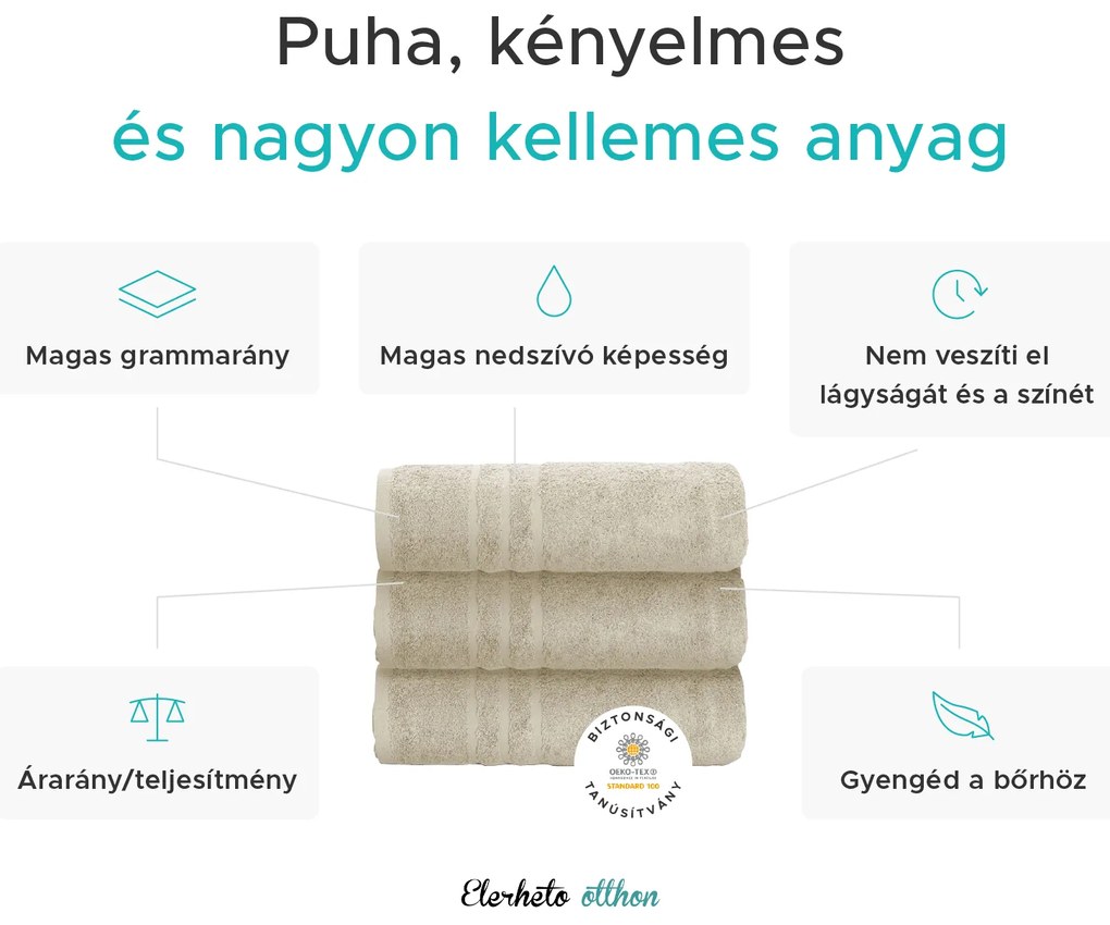 Comfort Maxi fürdőlepedő 100x200 cm barna, 100% pamut
