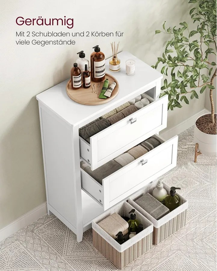 Fürdőszobai szekrény 2 fiókkal 30 × 60 × 80 cm, fehér