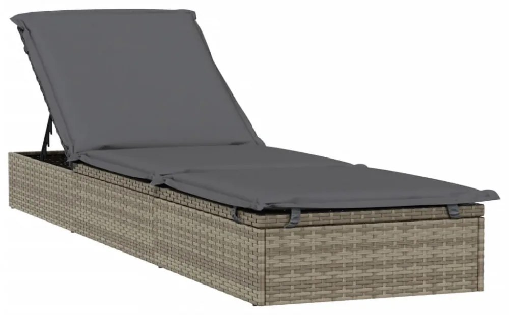 1 db szürke polyrattan napozóágy asztallal